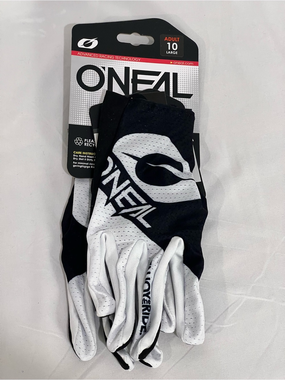 O'NEAL Men's Black and White Riding Gloves - Large